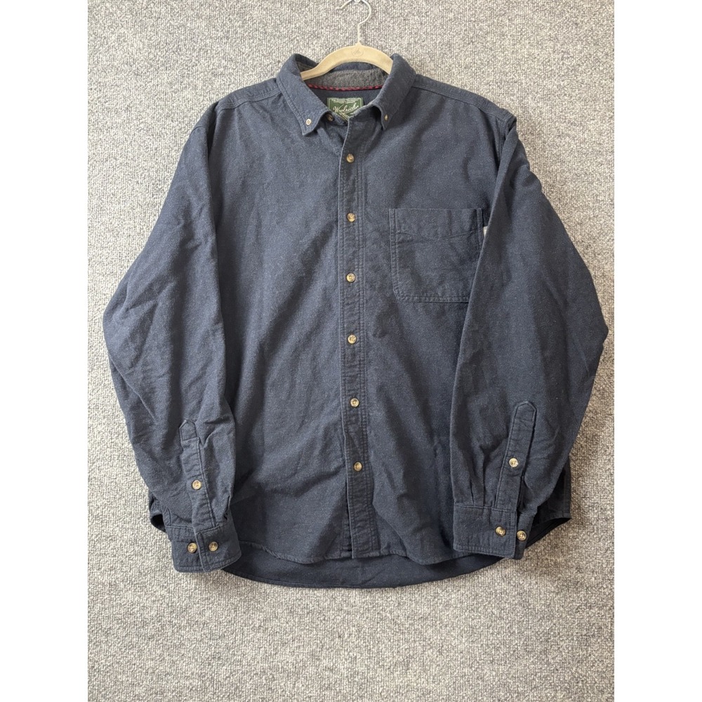 Woolrich Shirt Men XL Navy Blue Flannel Outdoor Casual Timeless Americana‎